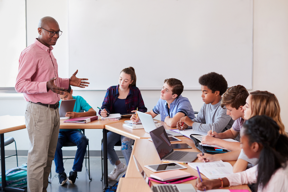 Teacher leading a mental health first aid class