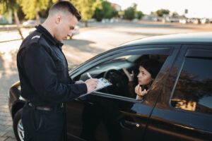 woman getting pulled over in Colorado