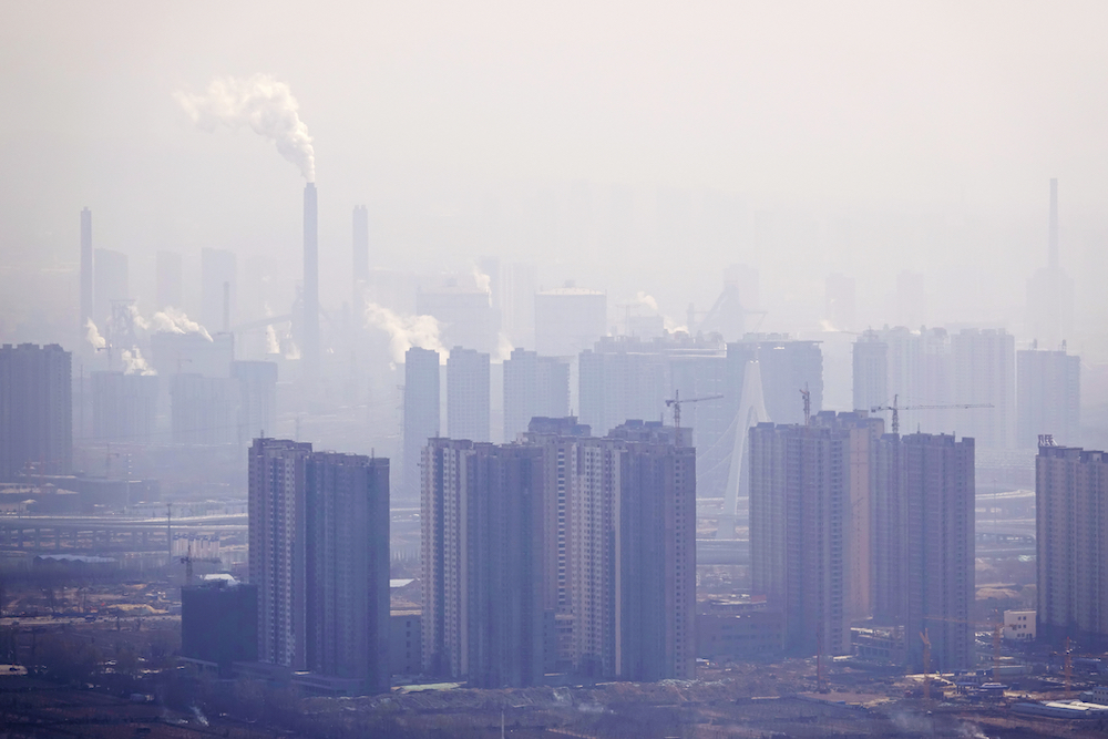 air pollution in a busy city