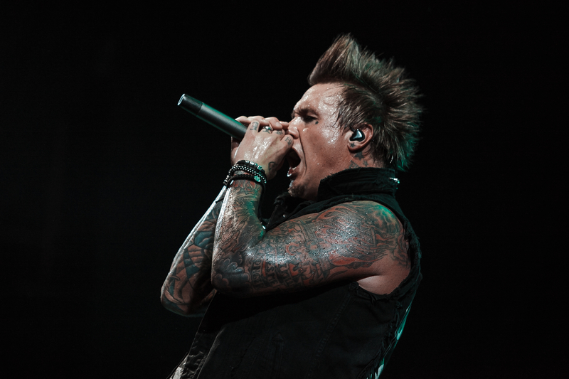 Papa Roach and their frontman Jacoby Shaddix performing live at Ray Just Arena in Russia