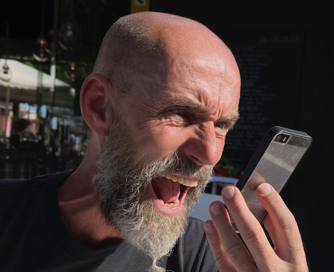 man shouting into phone demanding police return his weed