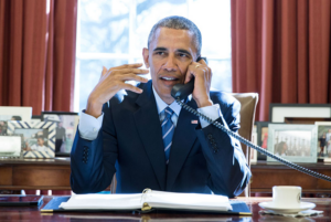 Barack Obama on a phone call