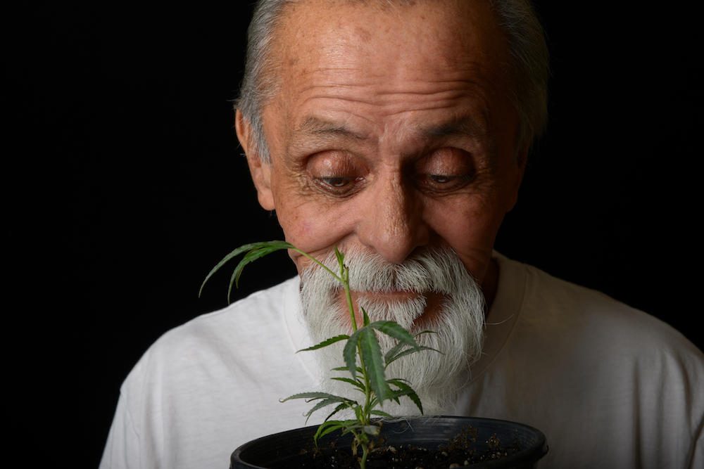 senior citizen using marijuana