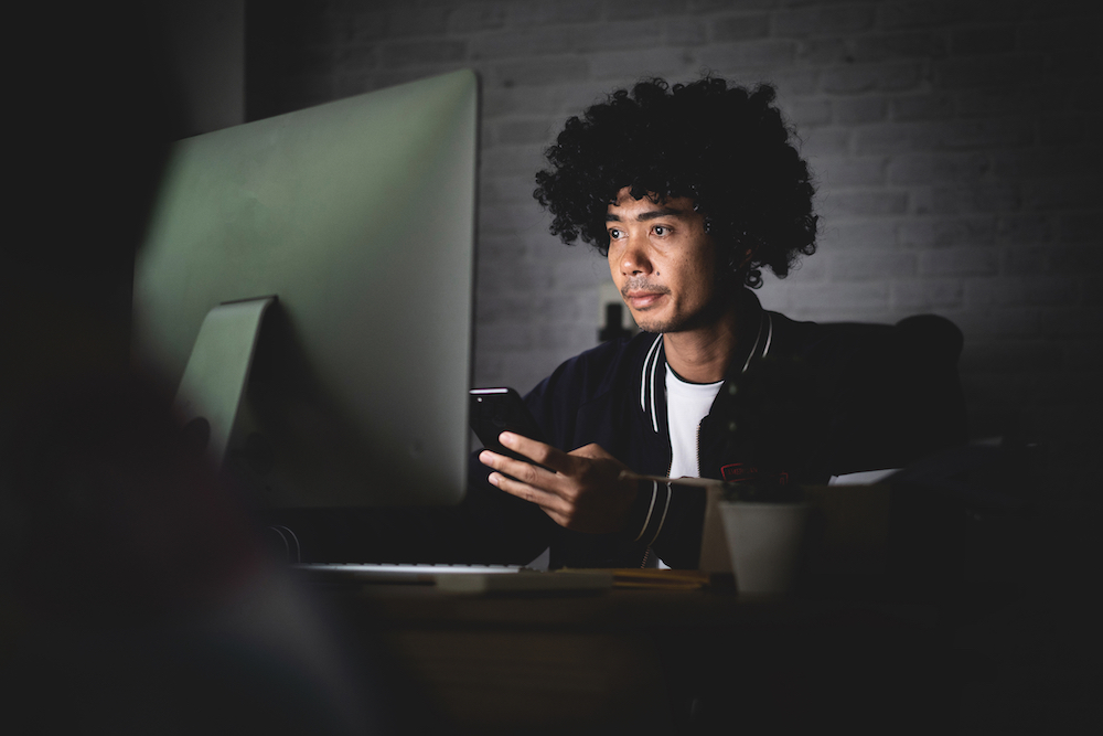 man tracking treatment bed availability online