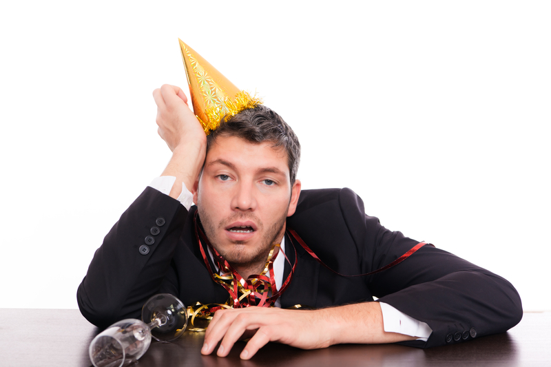 Man with a New Year's Eve hangover