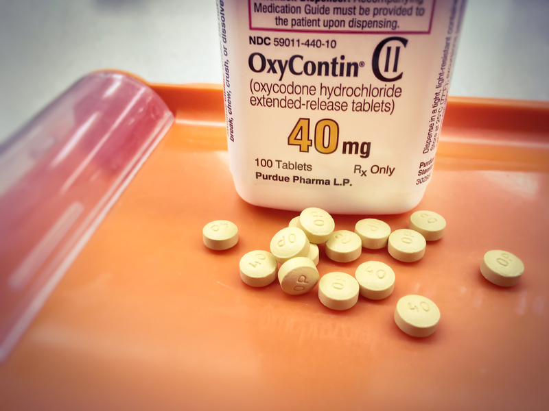 bottle of OxyContin tablets