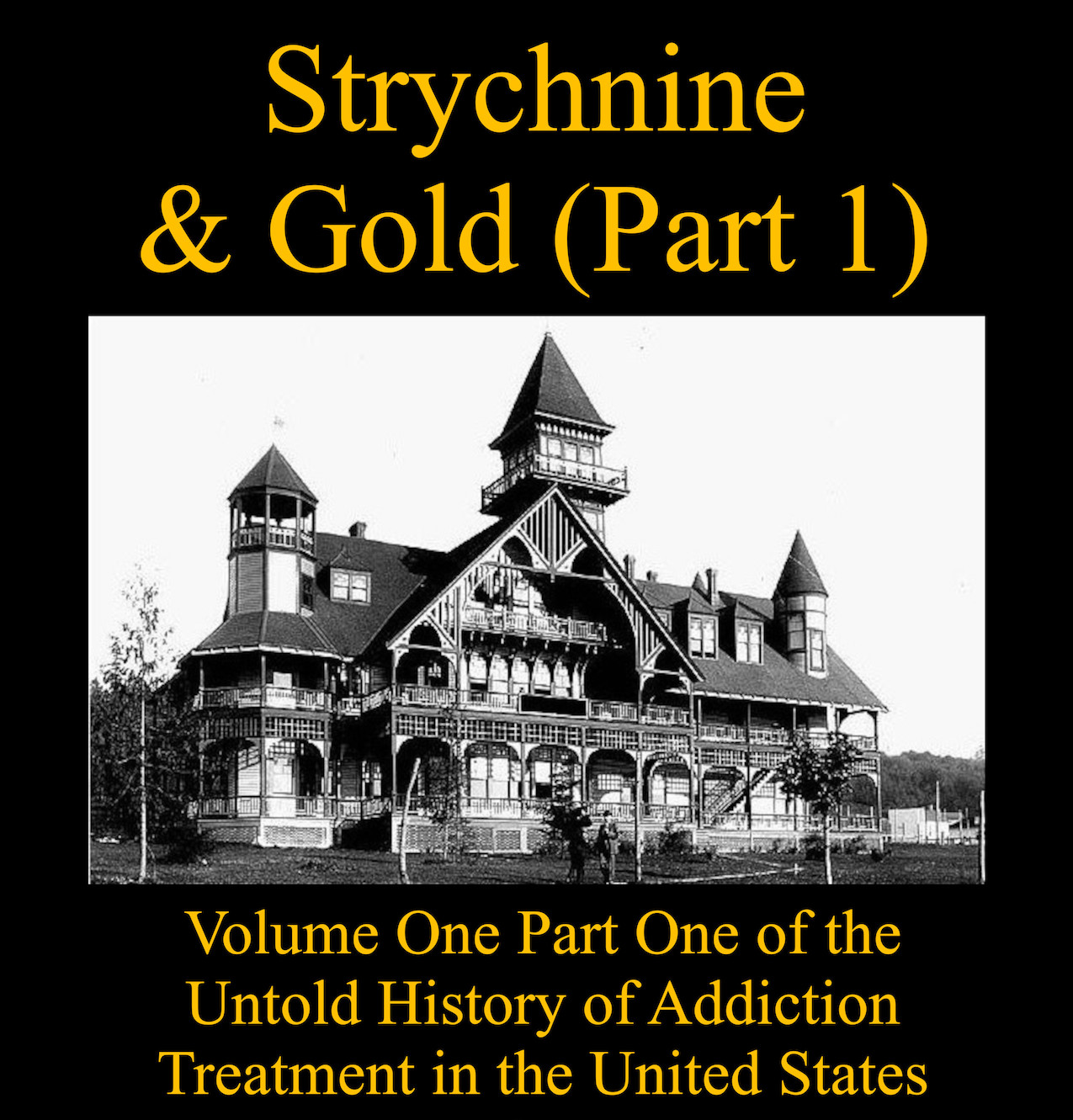 Book cover for Strychnine & gold (Part 1) by Kenneth Anderson, with old-fashioned drawing of Victorian building
